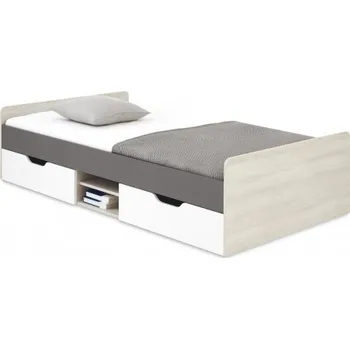 Postel Studentská postel 120x200 Mateo - dub/bílá/šedá