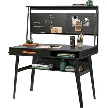 Psací stůl Jednoduchý psací stůl s nástavcem Nebula - šedá/černá