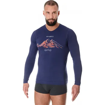 Pánské tričko Brubeck pánské tričko dlouhý rukáv OUTDOOR WOOL PRO Barva: Tmavě modrá, Velikost: S