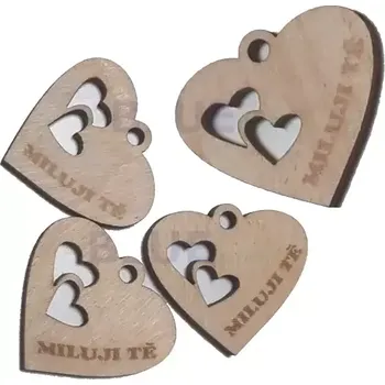 Party dekorace Dřevěné srdíčko 02 38x30 mm