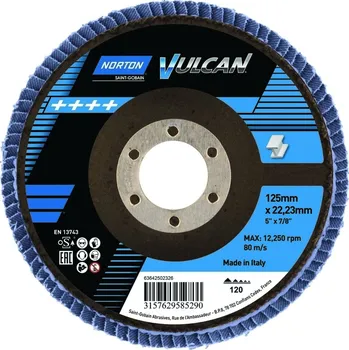 Brusný kotouč Kotouč brusný lamelový Norton Vulcan R842 125×22,23 mm 120