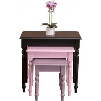 Konferenční stolek Set odkládacích stolků Percy 80 - černá/růžová/fialová