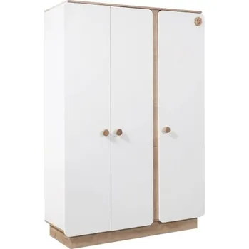 Šatní skříň Dětská třídveřová šatní skříň Ellie - bílá/dub světlý