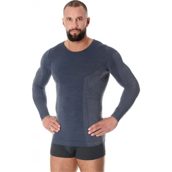 Brubeck pánské tričko s dlouhým rukávem Comfort wool Barva: Tmavě modrá, Velikost: L