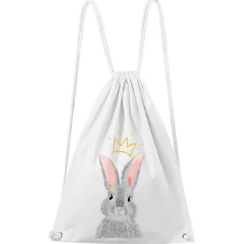 Městský batoh DOBRÝ TRIKO Bavlněný batoh s potiskem Králík s korunkou Barva: Bílá