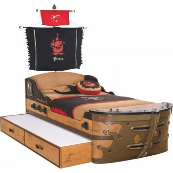 Postel Dětská postel Jack 90x190cm ve tvaru lodi s úložným prostorem - dub lancelot