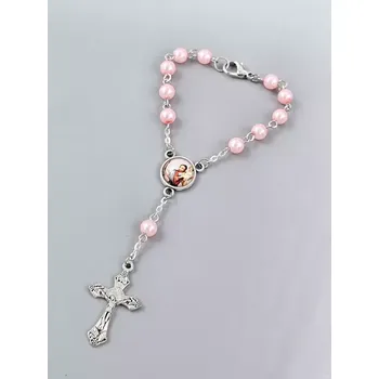 Růženec Desátek Svatý Kryštof - růžové perle