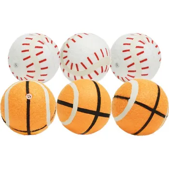 Hračka pro psa MISOKO Hračka pro psy MISOKO, tenisové míčky se zvukem, 6 ks, 6 cm - oranžové a bílé