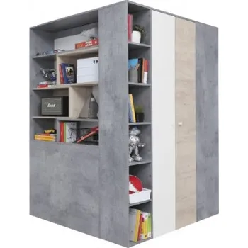 Šatní skříň Velká šatní skříň Omega - bílá/dub/beton