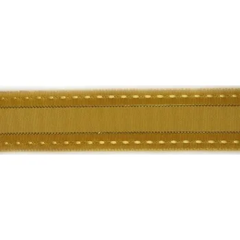 Stuha Plátnová stuha se vzorem a drátem 25 mm, zlatá