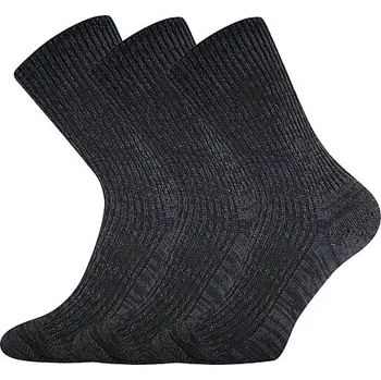 Dámské ponožky SADA 3 PÁRŮ teplé ponožky Boma ŘÍP bavlna s vlnou termo ČERNÝ MELÍR velikosti ponožek: 31-32 ( EUR vel. 47-48)
