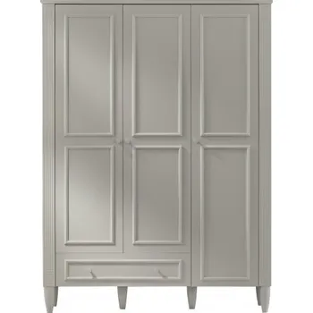 Šatní skříň Třídveřová šatní skříň s osvětlením Esme - šedá