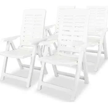 vidaXL Marketos Polohovatelná zahradní křesla 4 ks plast bílá