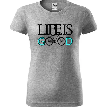 Dámské tričko DOBRÝ TRIKO Dámské tričko s potiskem Life is good Barva: Tmavě šedý melír, Velikost: 3XL