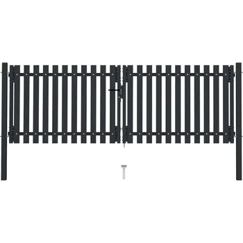 vidaXL Marketos Dvoukřídlé plotové brány s ocelovými dveřmi 300 x 75 cm antracitové