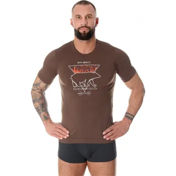 Pánské tričko BRUBECK PÁNSKÉ TRIČKO KRÁTKÝ RUKÁV OUTDOOR WOOL PRO Barva: Hnědá, Velikost: XXL