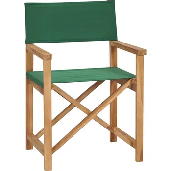 Zahradní nábytek vidaXL Marketos Skládací režisérská židle masivní teakové dřevo zelené