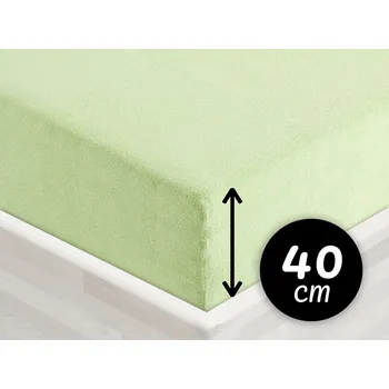 Prostěradlo Froté napínací prostěradlo na extra vysokou matraci FR-018 Pastelově zelené 180 x 200 - výška 40 cm