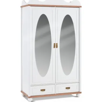 Šatní skříň Šatní skříň 2D se zrcadly Lovely - bílá/ořech