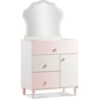 Komoda Komoda se zrcadlem Chere - bříza/růžová