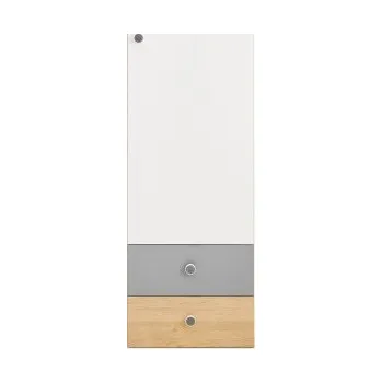 Šatní skříň Policová skříň 1D Eragon - dub/bílá/šedá