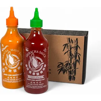 Dárkový potravinový koš sambalshop Dárkový set | Sada omáček Sriracha Jin & Jang
