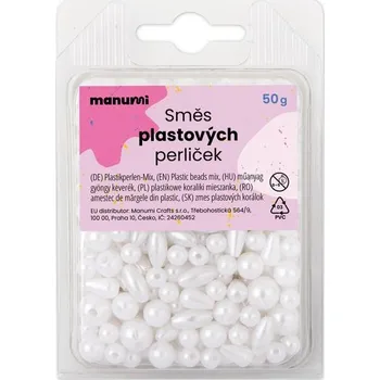 Dětské navlékací korálky Manumi metalické plastové korálky bílé