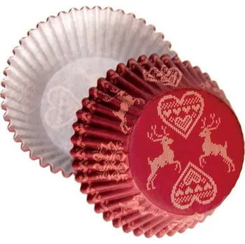 Party nádobí Košíčky papírové Zimní motiv červené, 50 ks, v.30xpr.50 mm