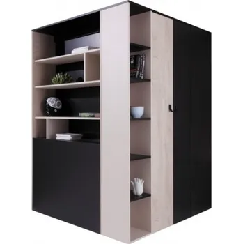 Šatní skříň Kombinovaná šatní skříň Saturn s osvětlením černá - levá/pravá