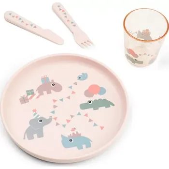 dětská jídelní sada DONE BY DEER Foodie jídelní set Celebration růžová