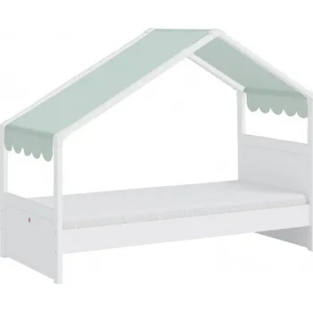 Dětská postel Domečková postel se stříškou Fairy I - bílá/zelená