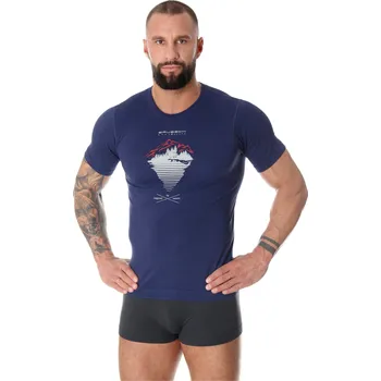 Pánské tričko BRUBECK PÁNSKÉ TRIČKO KRÁTKÝ RUKÁV OUTDOOR WOOL PRO Barva: Tmavě modrá, Velikost: XL