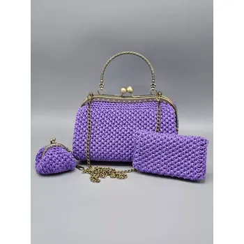 Luxusní kabelka vintage - fialová Kabelka s pouzdrem na doklady a mincovkou