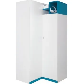 Šatní skříň Dětská rohová šatní skříň Moli - Bílý lux/tyrkys