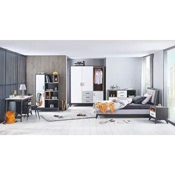 Dětská skříň Studentský pokoj Thor - béžová/bílá/černá