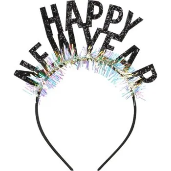 Party dekorace Čelenka Happy New Year - černá