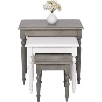 Konferenční stolek Set odkládacích stolků Percy 80 - šedá/bílá patina