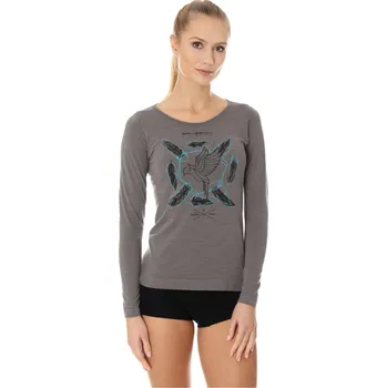 Dámské tričko Brubeck dámské tričko dlouhý rukáv OUTDOOR WOOL PRO Barva: Šedá, Velikost: M