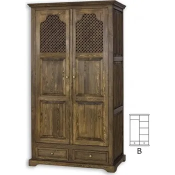 Šatní skříň Selská skříň z masivu SZY 07 B - K17 bílý vosk