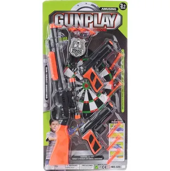 Dětská zbraň Zbraně dětské velká puška + 2 pistole set s terčem a náboji plast