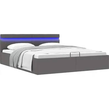 Nábytek vidaXL Rám postele LED s úložným prostorem šedý umělá kůže 160x200 cm