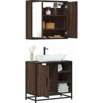 Koupelnový nábytek 2dílný set koupelnového nábytku hnědý dub kompozitní dřevo Hnědá 3300909