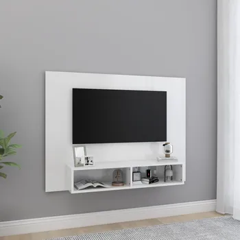 Obývací pokoj vidaXL Nástěnná TV skříňka bílá vysoký lesk 120x23,5x90 cm dřevotříska