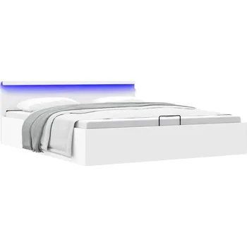 Postel vidaXL Rám postele LED s úložným prostorem bílý umělá kůže 180x200 cm