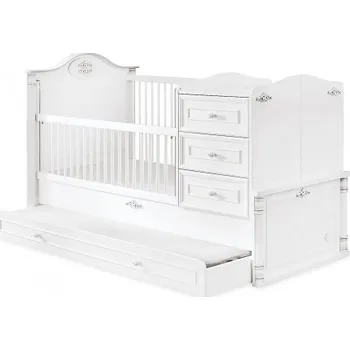 Dětská postýlka Dětská rostoucí postýlka Carmen s přebalovacím pultem - bílá