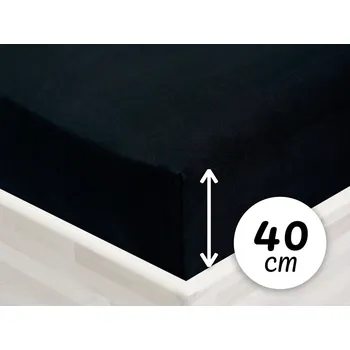 Prostěradlo Jersey napínací prostěradlo na extra vysokou matraci JR-030 Černé 180 x 200 - výška 40 cm
