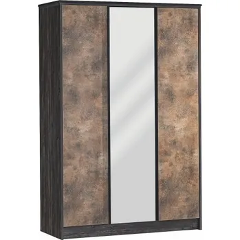 Šatní skříň Třídveřová šatní skříň se zrcadlem Falko - dub rebap/bronz