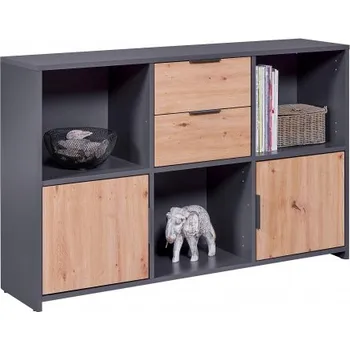 Komoda Široká komoda Beverly - šedá/dub artisan