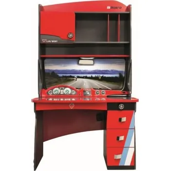 Psací stůl Multifunkční psací stůl Rally s&nbsp;nástavcem - červená/antracit