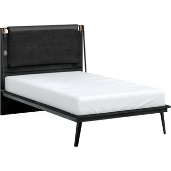 Postel Studentská postel 120x200cm s USB Nebula - černá/šedá